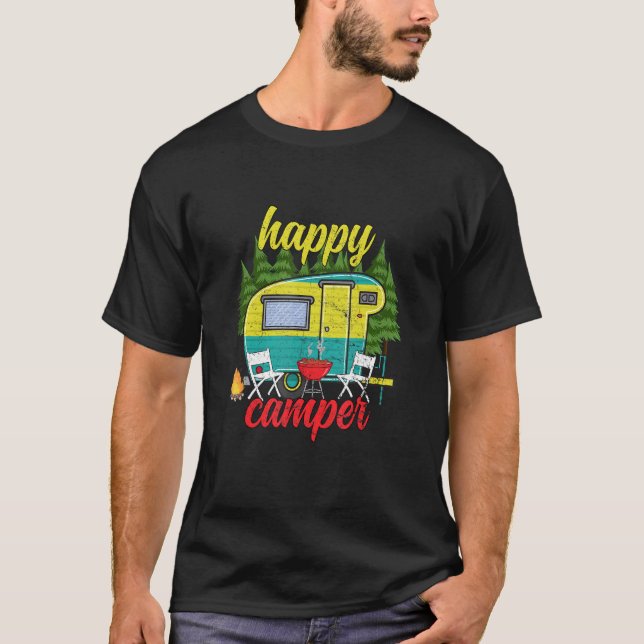 T-shirt Happy Camper Hommes Femmes Enfants 6 (Devant)