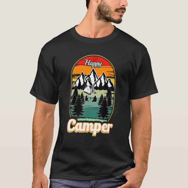 T-shirt Happy Camper Hommes Femmes les années 70 80 ans ré (Devant)