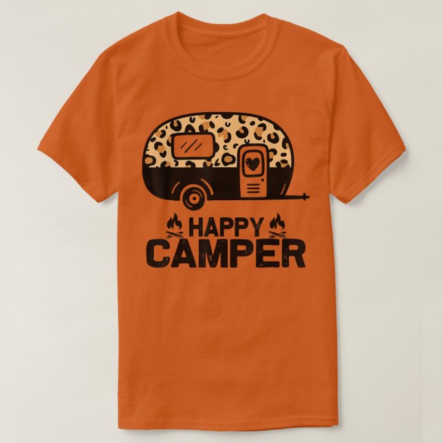 T-shirt Happy Camper Leopard Funny Matching Camping Crew (Design devant)