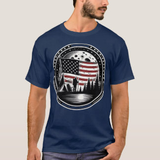 T-shirt Happy Camper RV Camping American Flag Pleine lune