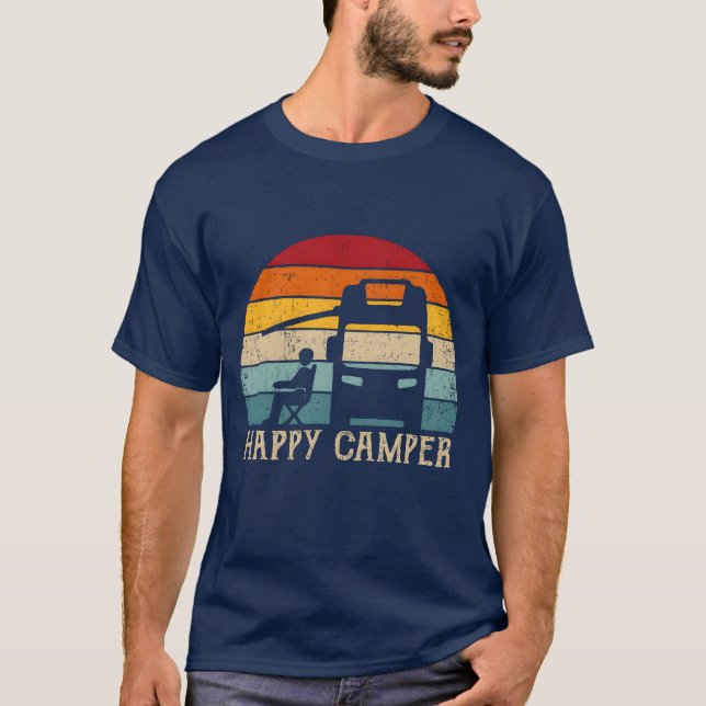 T-shirt Happy Camper RV Camping idea Men Women Retro Sun (Devant)