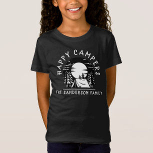 T-Shirt Happy Campers Nom de famille Camping Trip Black Wh