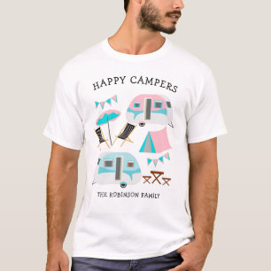 T-shirt Happy Campers Nom de famille Retro Caravan Camping