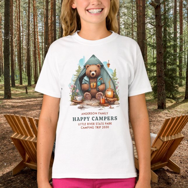 T-shirt Happy Camping Bear Vacances familiales personnalis (Créateur téléchargé)