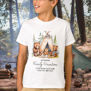 T-shirt Happy Camping Bears Personnalisé vacances en famil