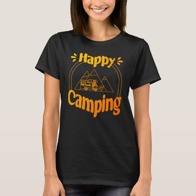 T-shirt Happy Camping - Joyeux design graphique (Devant)