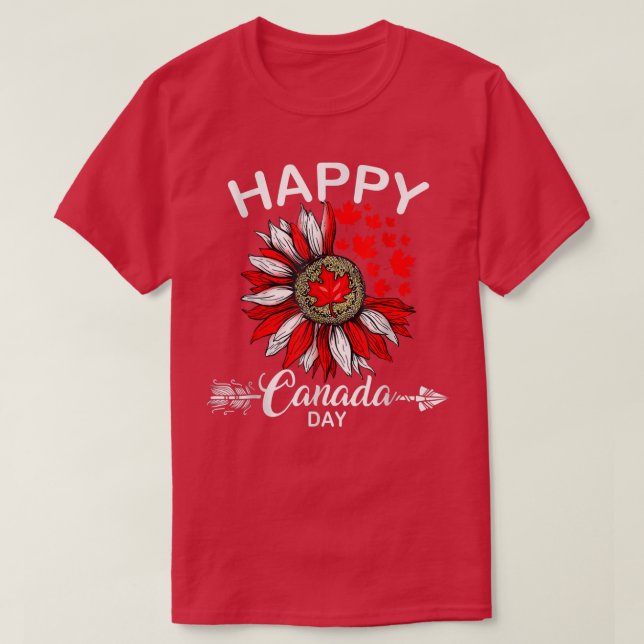 T-shirt Happy Canada Day Funny Maple Leaf Canada Day Sunfl (Design devant)