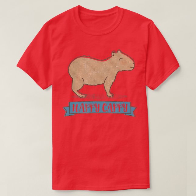 T-shirt Happy Cappy Retro Vintage Capybara (Design devant)