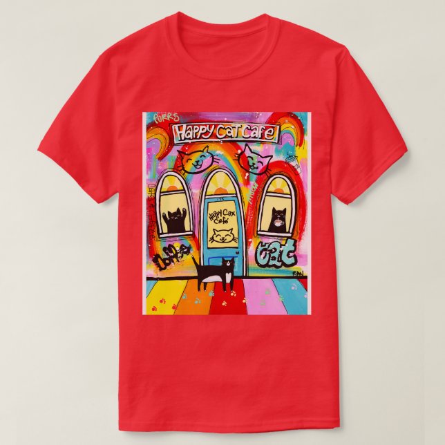 T-shirt Happy Cat Cafe (Design devant)