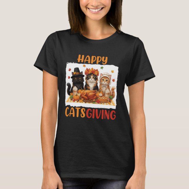 T-shirt Happy Catsgiving Cat Pilgrim Costume Fall Men Wome (Devant)