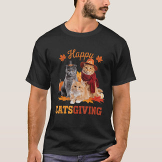 T-shirt Happy Catsgiving mignon Thanksgiving Cat Wears Pil