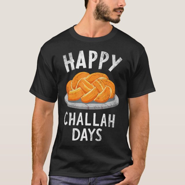 T-shirt Happy Challah Days Menorah Shabbat Hanukkah Jewish (Devant)