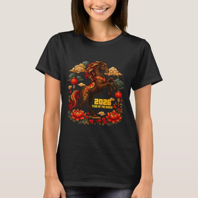 T-shirt Happy Chinese Lunar New Year Of The Horse 2026  (Devant)
