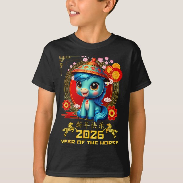 T-shirt Happy Chinese New Year Of The Horse 2026 Lunar New (Devant)