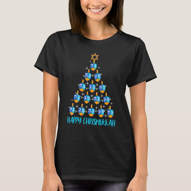 T-shirt Happy Chrismukkah Dreidel Christmas Tree Hanukkah (Devant)