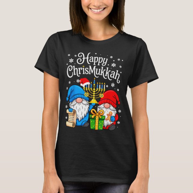 T-shirt Happy Christmukkah Hanukkah Christmas Gnome Xmas F (Devant)