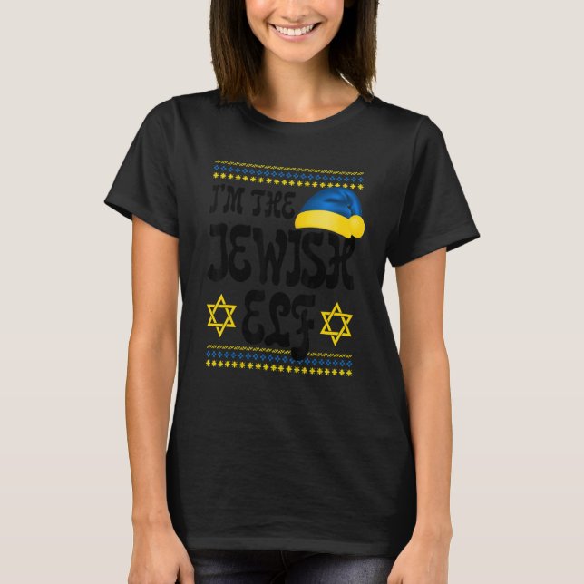 T-shirt Happy Christmukkah Jewish I'm The Jewish Elf Chris (Devant)