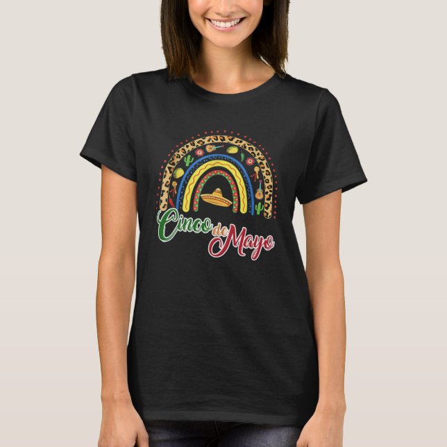 T-shirt Happy Cinco De Mayo Cute Rainbow Mexican Fiesta Ma (Devant)
