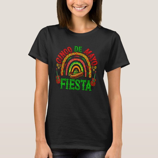 T-shirt Happy Cinco De Mayo Rainbow Fiesta Mexican Women G (Devant)