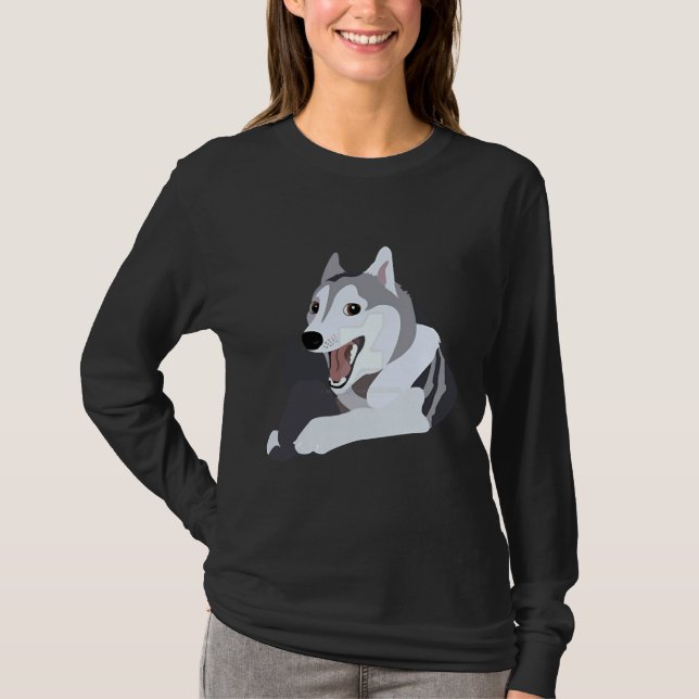 T-shirt Happy Dog Pun Husky Meme (Devant)