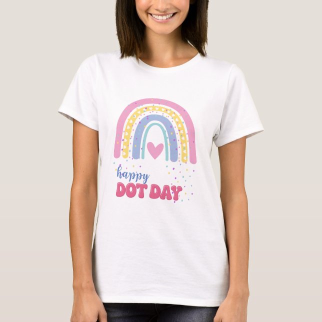 T-shirt Happy Dot Day - Boho Rainbow and Dots (Devant)