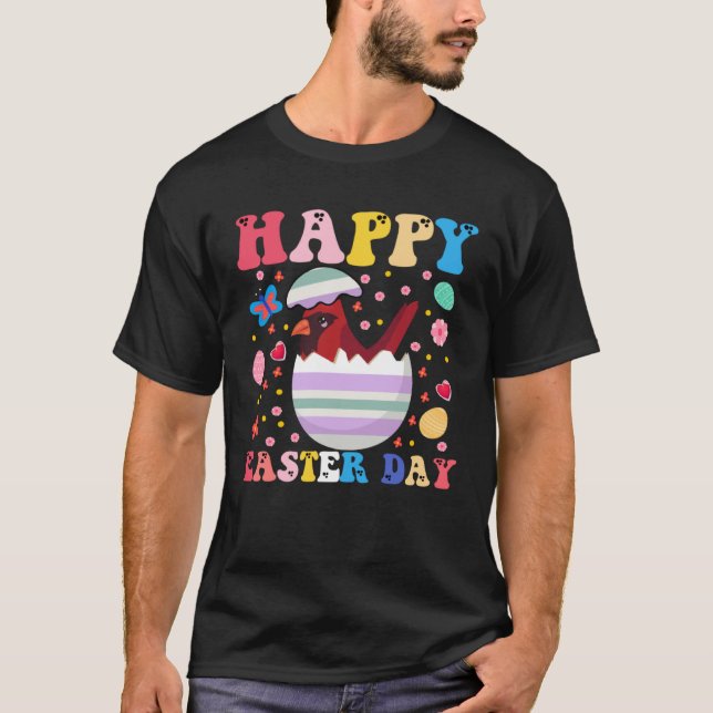 T-shirt Happy Easter Bunny Cardinal  Easter Day Groovy (Devant)