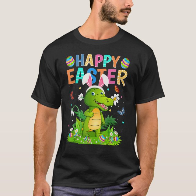 T-shirt Happy Easter Bunny Egg Funny Alligator Easter Sund (Devant)