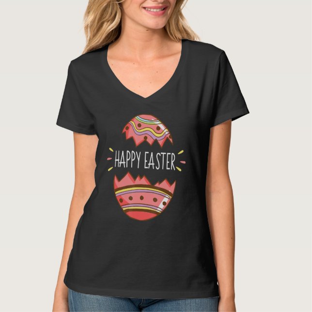 T-shirt Happy Easter Bunny Hippie Eggs (Devant)