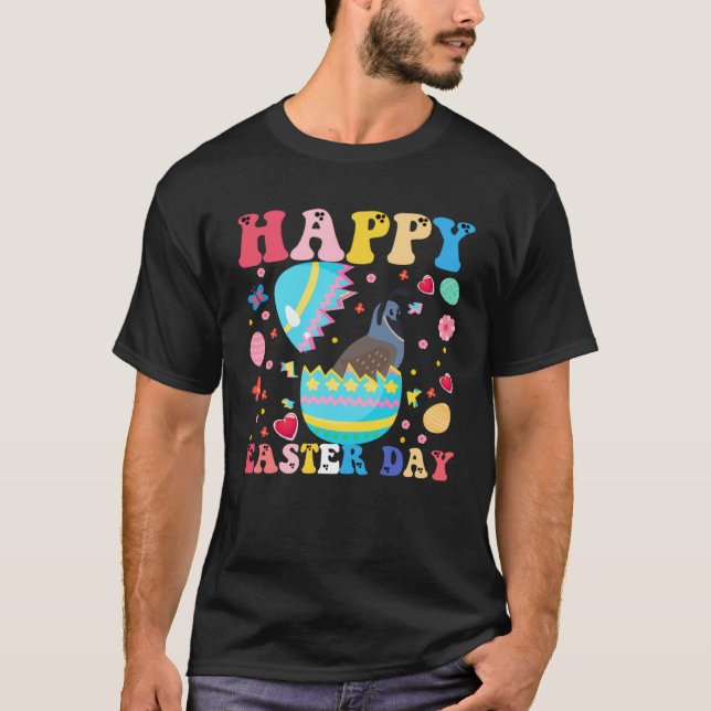 T-shirt Happy Easter Bunny Quail  Easter Day Groovy (Devant)
