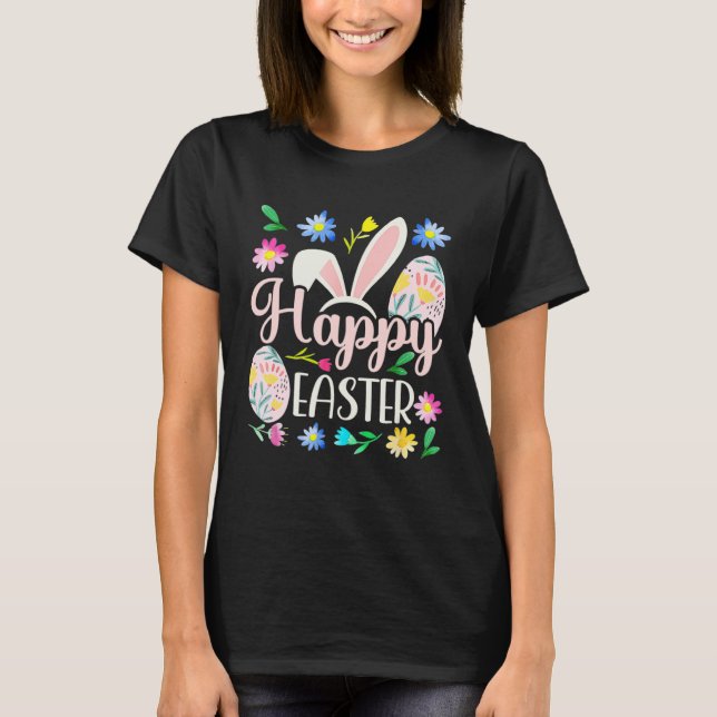 T-shirt Happy Easter Bunny Rabbit Face  Easter Day Women G (Devant)