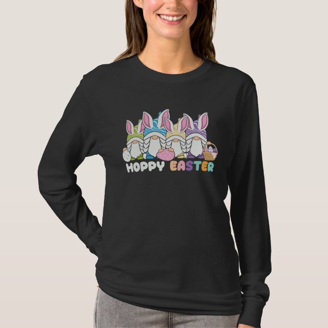 T-shirt Happy Easter Bunny Rabbit Gnomes Easter Day Egg Hu (Devant)
