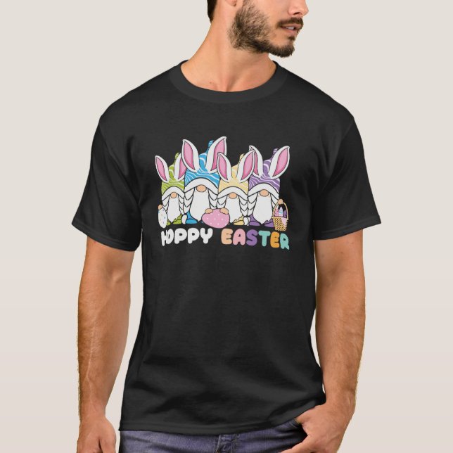 T-shirt Happy Easter Bunny Rabbit Gnomes Easter Day Egg Hu (Devant)