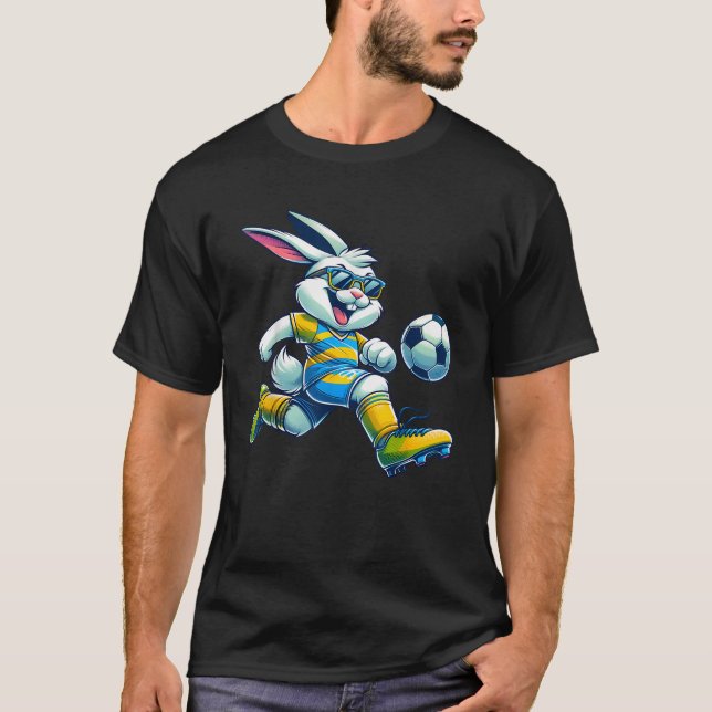 T-shirt Happy Easter Bunny Soccer Player Lover Sport Rabbi (Devant)