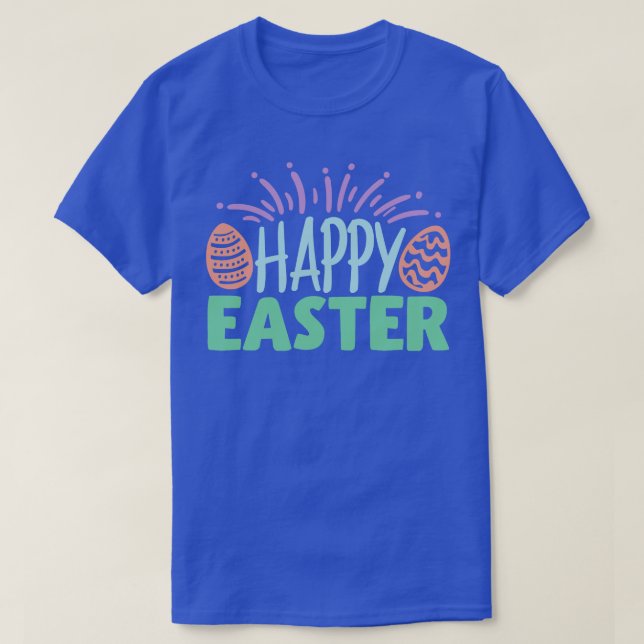 T-shirt Happy Easter Colorful Easter Eggs  (Design devant)
