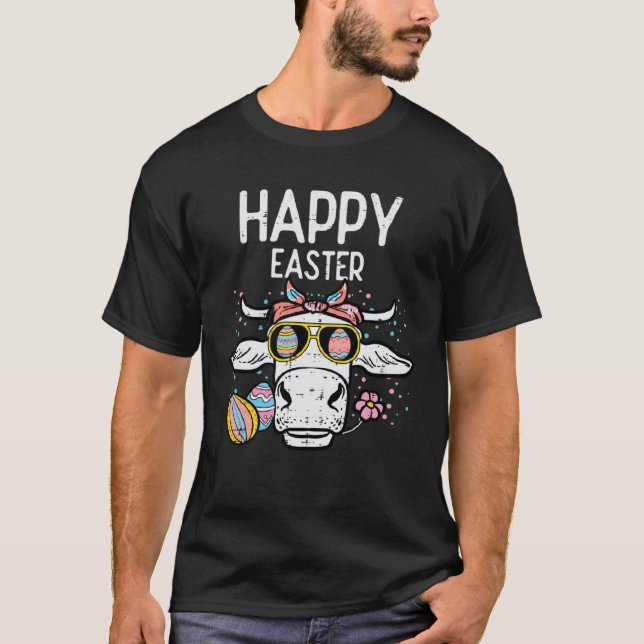 T-shirt Happy Easter Cow Face  Heifer Mom Women Girls Kids (Devant)
