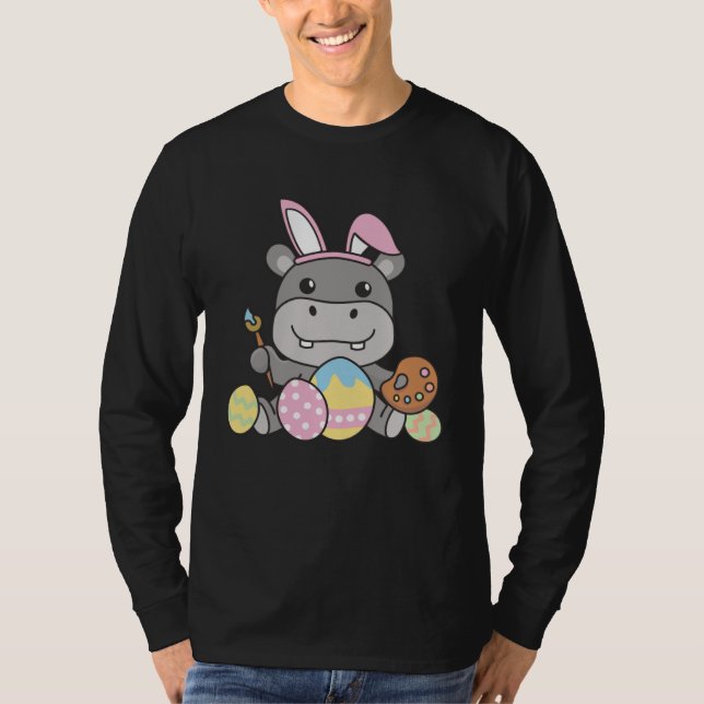 T-shirt Happy Easter Cute Hippo For Easter With Easter Egg (Devant)