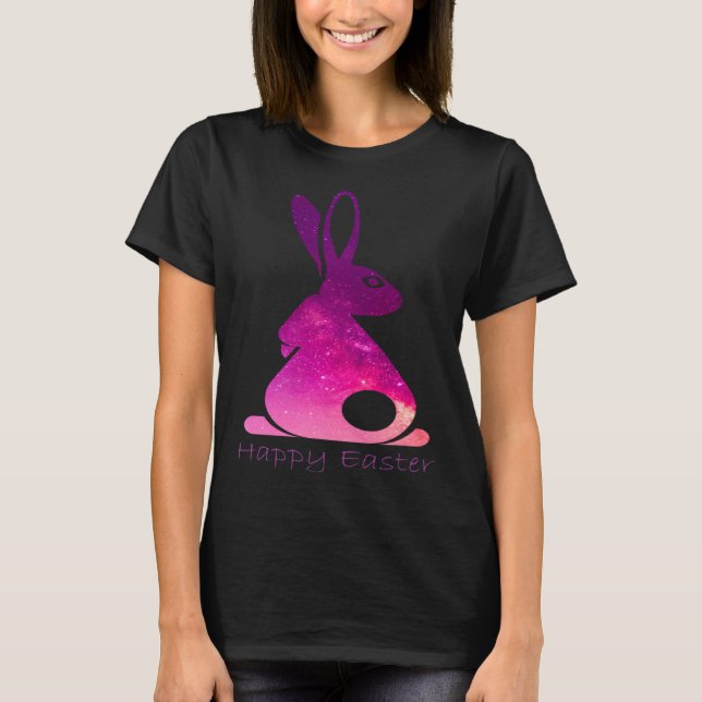 T-shirt Happy Easter Day Bunny rabbit pink solar system cl (Devant)