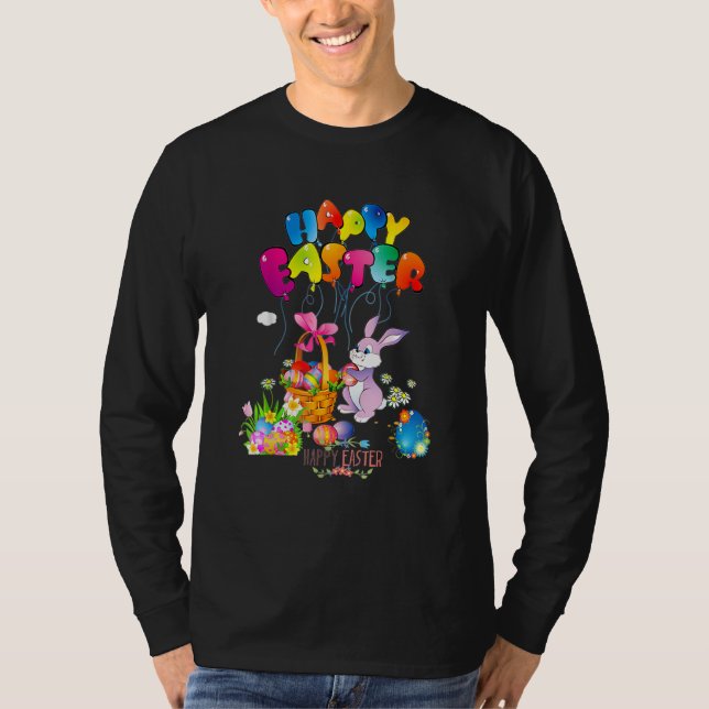 T-shirt Happy Easter Day Bunny Spring Gnome Easter Egg Hun (Devant)