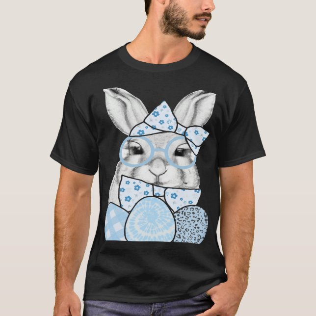 T-shirt Happy Easter Day Cute Bunny Rabbit Face Tie Dye Gl (Devant)