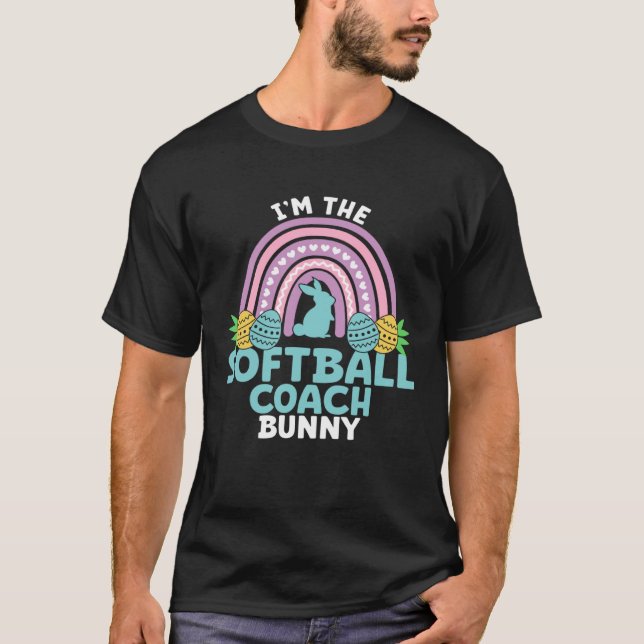 T-shirt Happy Easter Day I m the Softball Coach Bunny (Devant)