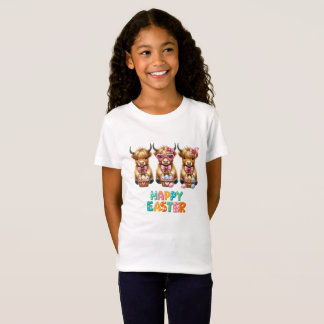 T-Shirt Happy Easter Highland Cows - Jolie ferme