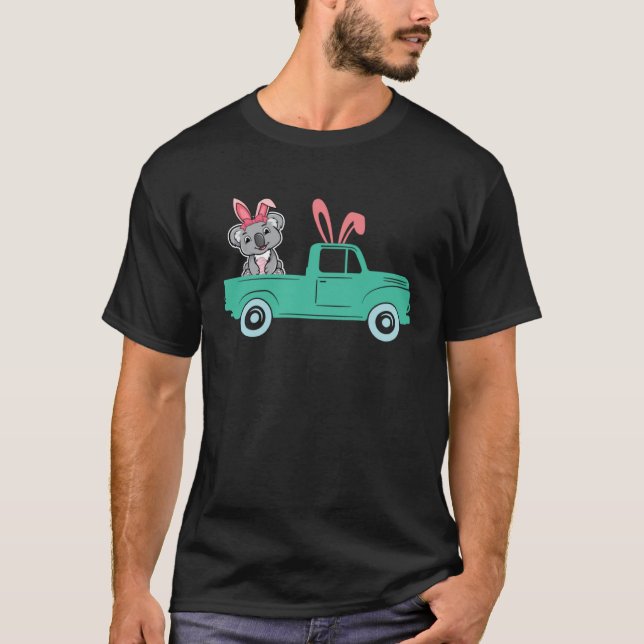 T-shirt Happy Easter Koala Bunny Riding Truck Boys Toddler (Devant)