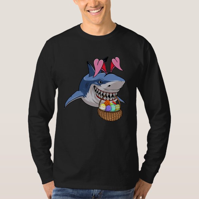 T-shirt Happy Easter Shark Bunny with Easter Basket Boys G (Devant)