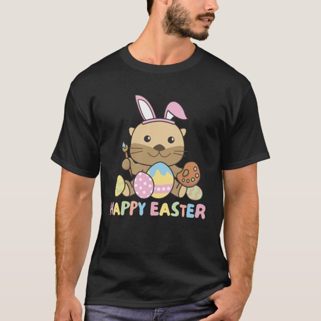 T-shirt Happy Easter Sweet Otter For Easter With Easter Eg (Devant)