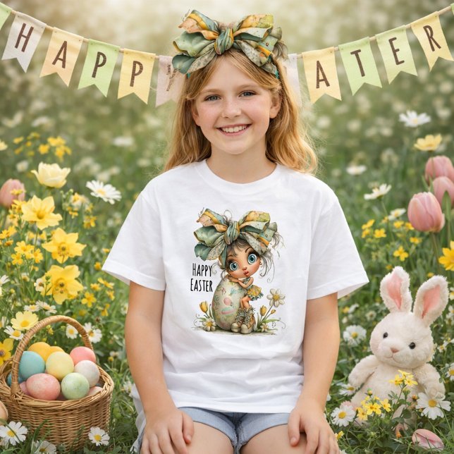 T-Shirt Happy Easter – Sweet Springtime Bow Tee for Kids (Créateur téléchargé)