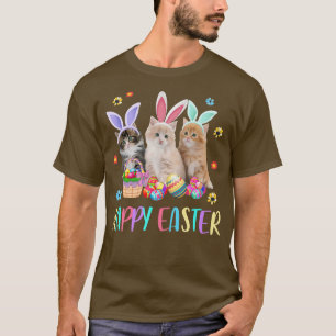 T-shirt Happy Easter Three Cat Wearing Bunny Ear Kitty Kit