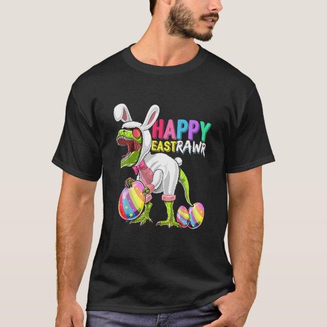 T-shirt Happy Eastrawr T Rex Dinosaur Easter Bunny Egg Cos (Devant)