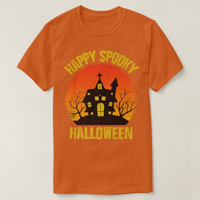 T-shirt Happy Éffrayant Halloween House Hauné Funny Retro  (Design devant)