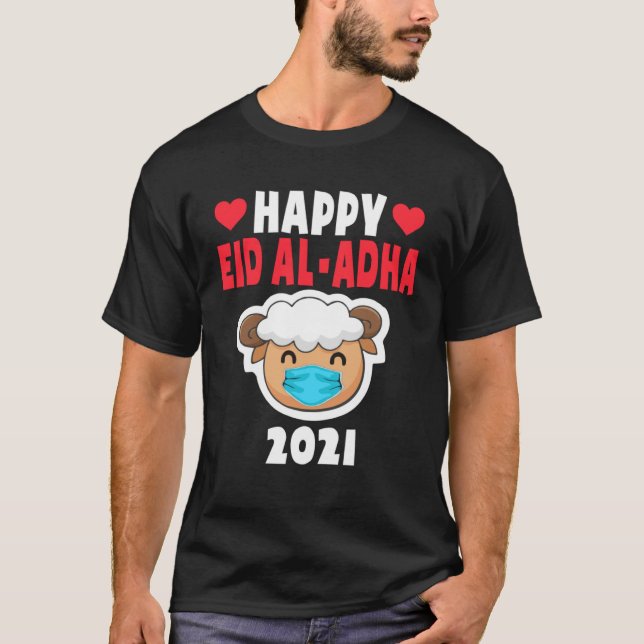 T-shirt Happy Eid Al Adha 2021 Cute Sheep Wearing Mask Kid (Devant)