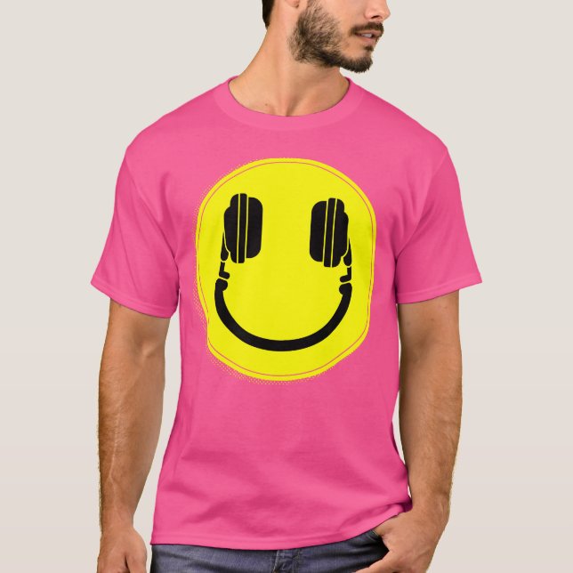 T-shirt Happy Face Casques Dj Edm Music (Devant)